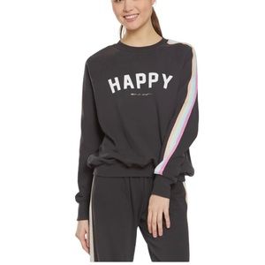 Gray (grey) Spiritual Gangster Striped Crewneck Sweatshirt NWOT “Happy”